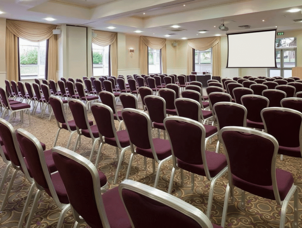 Ideal hotel conference and event space at Brandon Hall Hotel & Spa with comfortable seating and modern amenities.